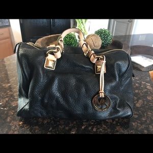 MK black leather bag